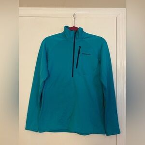 Turquoise Patagonia half zip. Size: M.